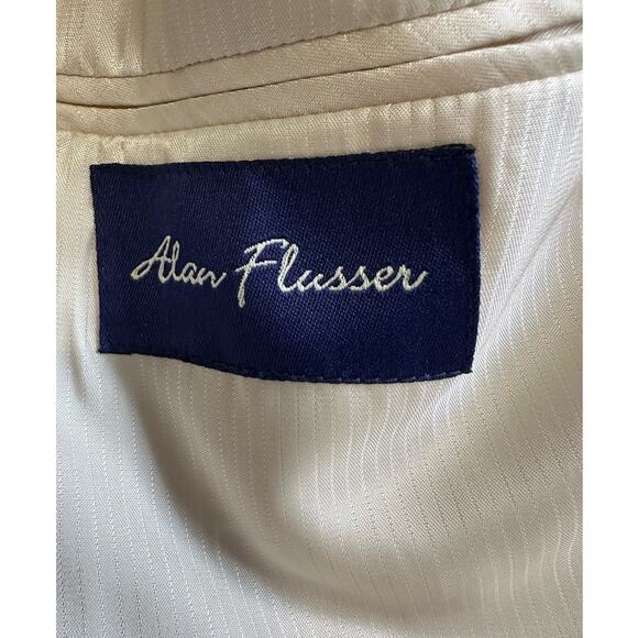 Alan Flusser Blue Silk Two Button Front Single Breasted Sports Jacket Size 48L - Picture 3 of 6